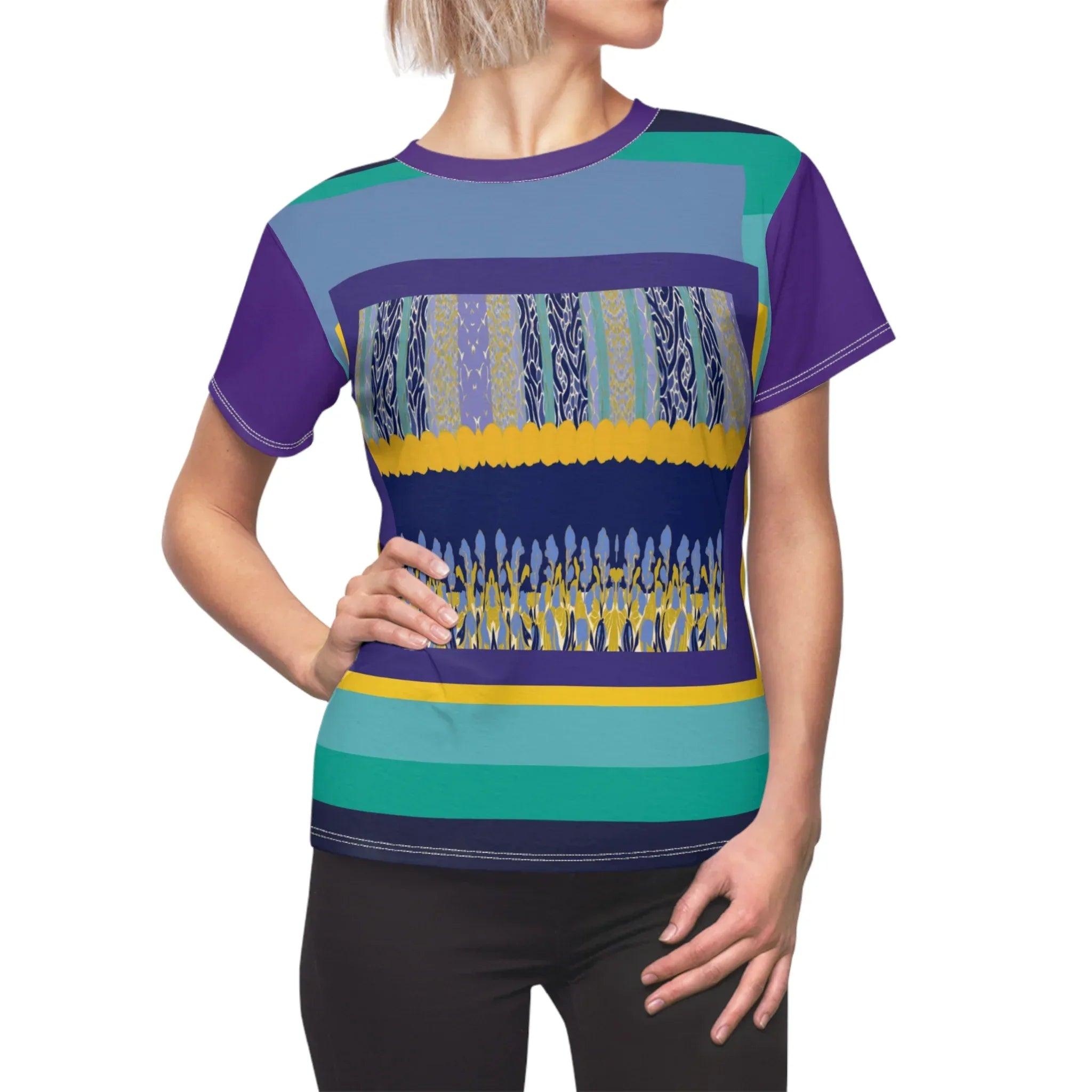 My Life in Purple Squares Geometric Print Colorful AOP Women&