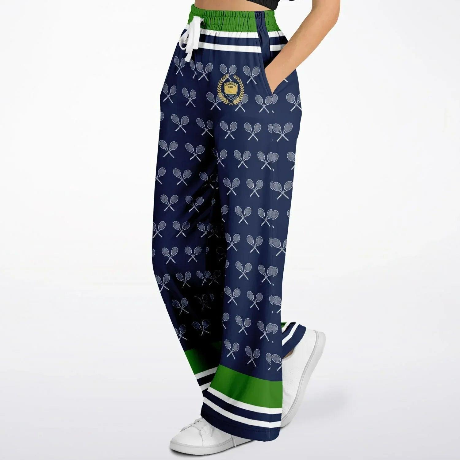 My Tennis Life in Sailor Blue Eco-Poly Wide Leg Pants