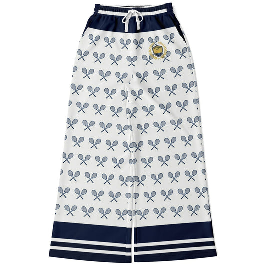 My Tennis Life in Sailor White Eco-Poly Wide Leg Pants