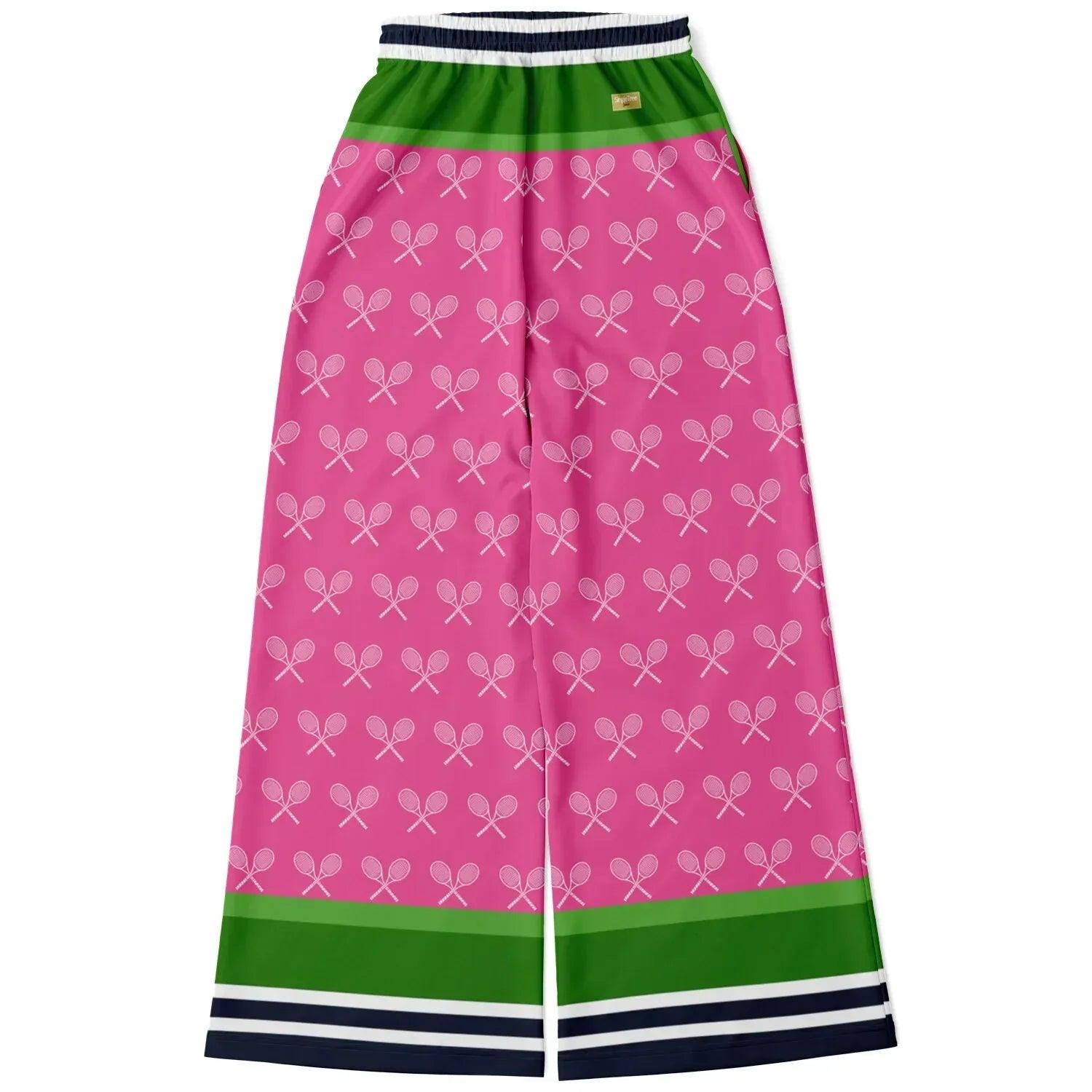 My Tennis Life in Watermelon Mint Eco-Poly Wide Leg Pants