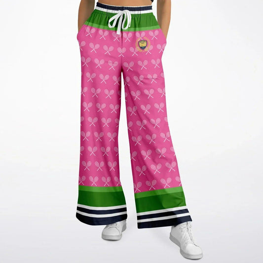 My Tennis Life in Watermelon Mint Eco-Poly Wide Leg Pants