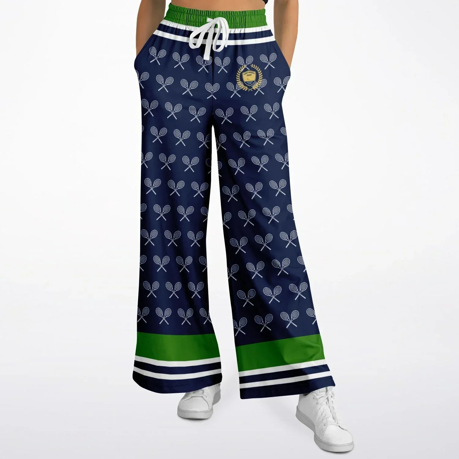 My Tennis Life in Sailor Blue Eco-Poly Wide Leg Pants