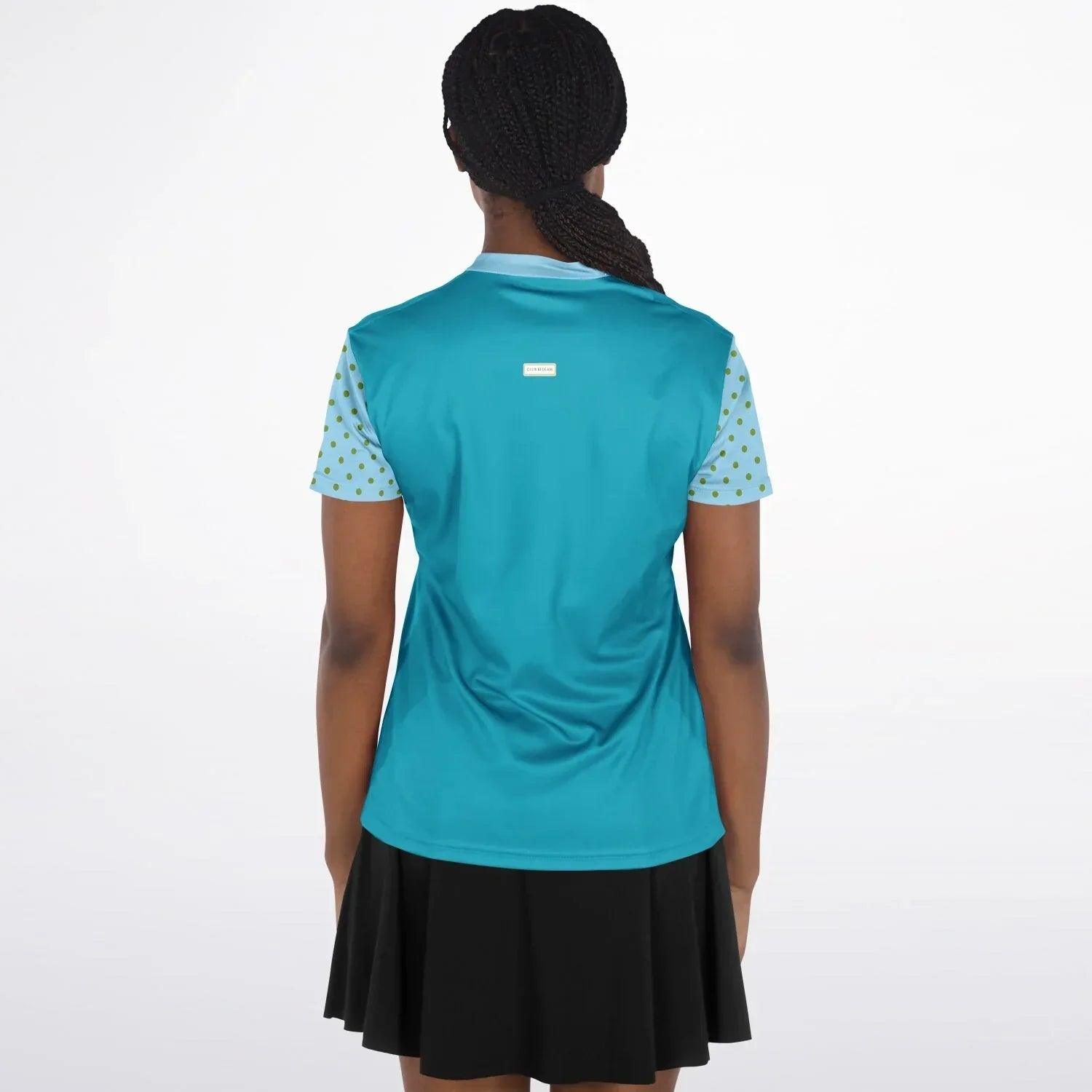 My Turquoise Golf Scenery Mandarin Collar Ladies Golf Polo Jersey