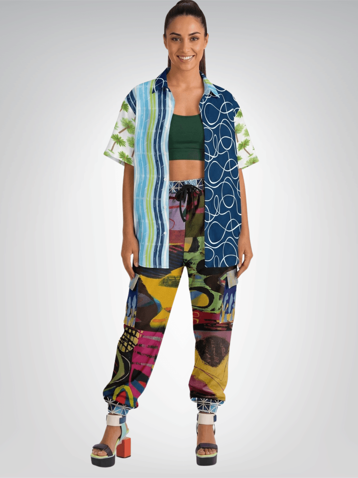 Beautiful Chaos Abstract Art Print Eco-Poly Cargo Joggers