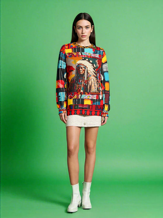 Native Chief in Vibrant Colorblock Unisex Sweatshirt (Gold Label)