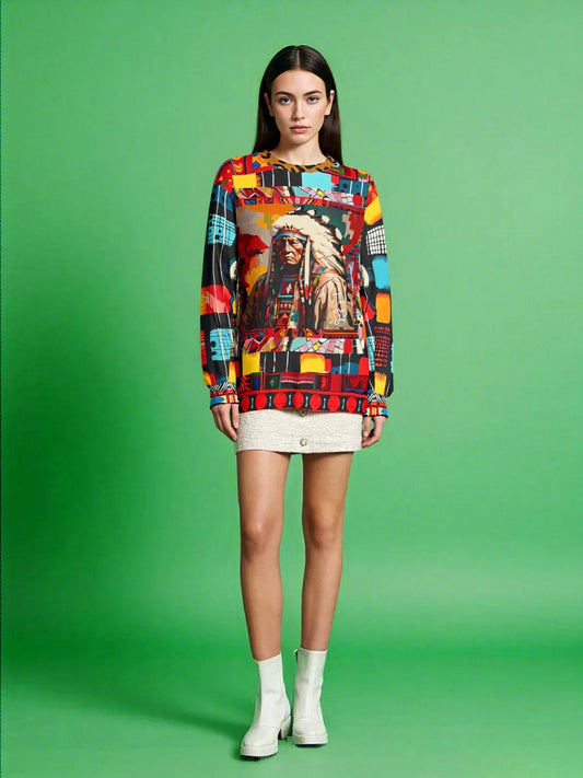 Native Chief in Vibrant Colorblock Unisex Sweatshirt (Gold Label)
