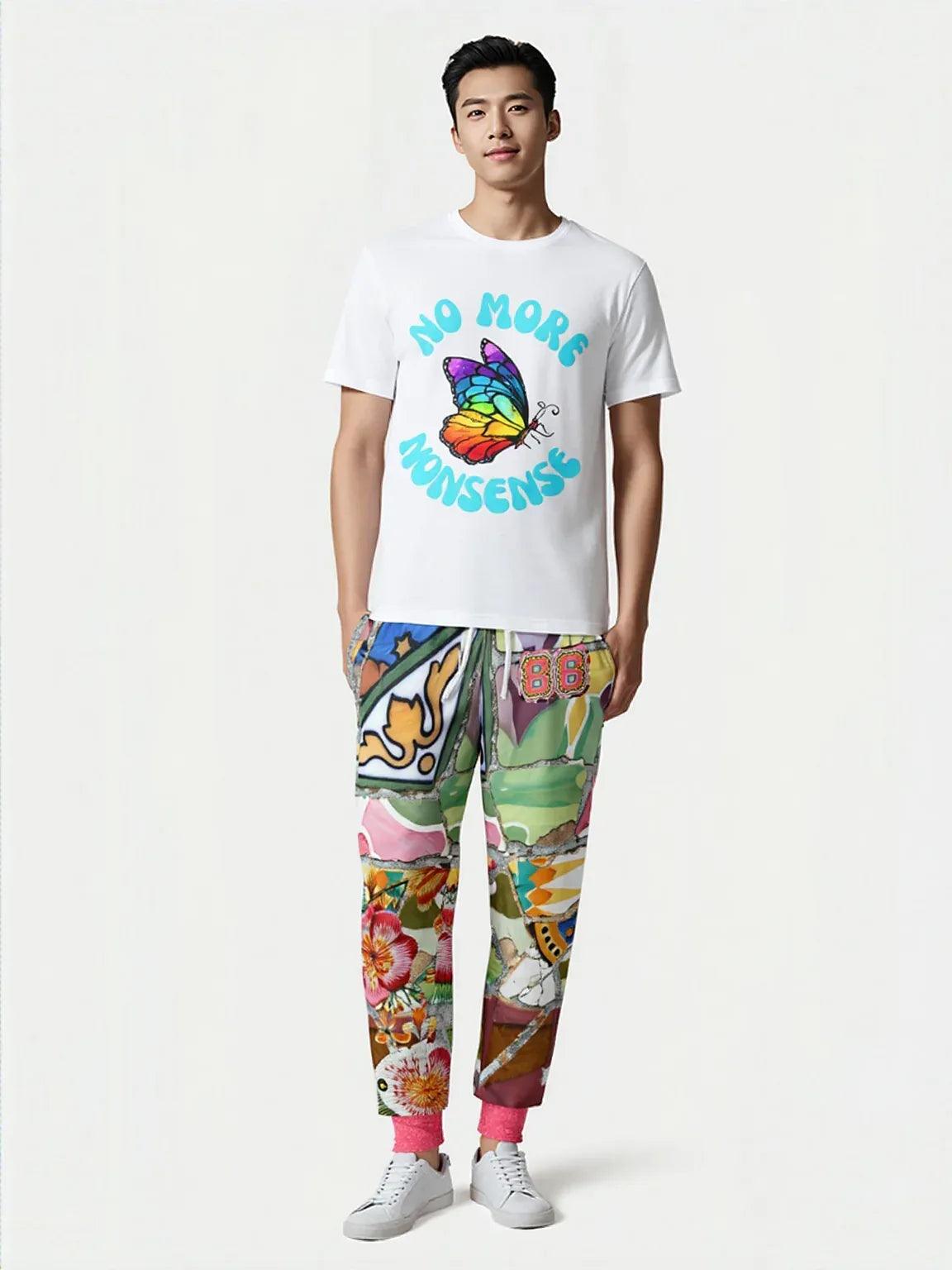 Pink African Savannah Floral Mosaic Tile Eco-Poly Unisex Joggers