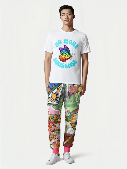 Pink African Savannah Floral Mosaic Tile Eco-Poly Unisex Joggers