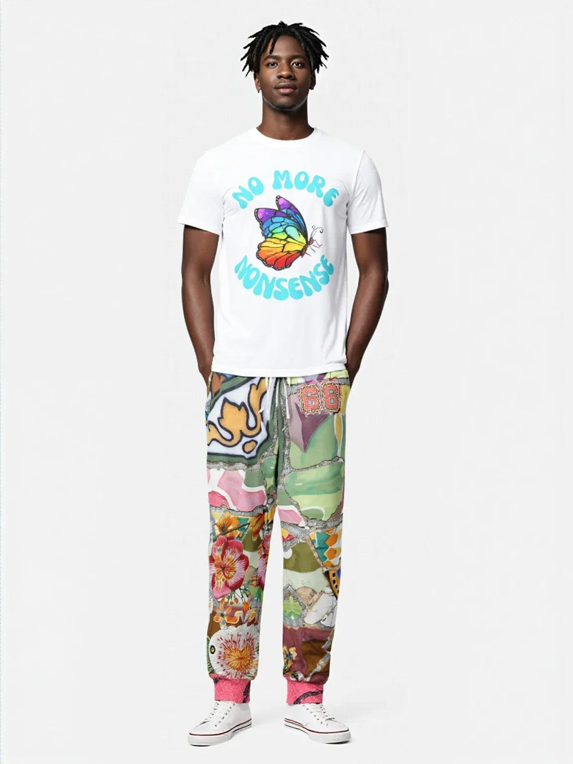 Pink African Savannah Floral Mosaic Tile Eco-Poly Unisex Joggers