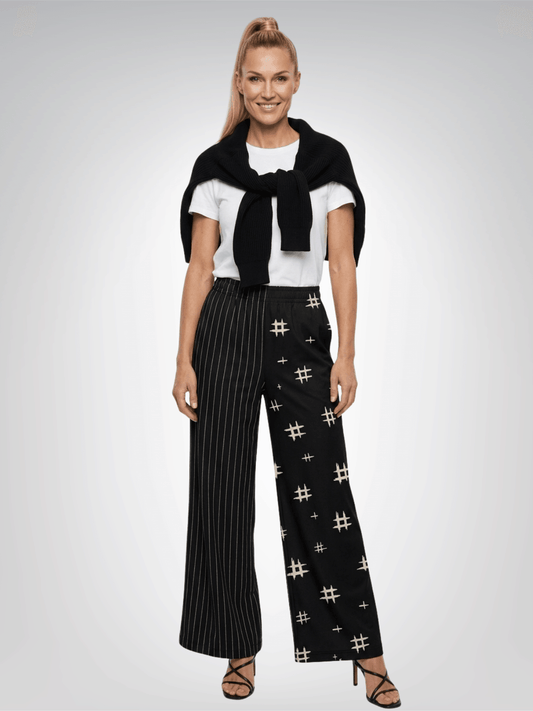 Off The Grid in Black & Bone Eco-Poly Wide Leg Pants