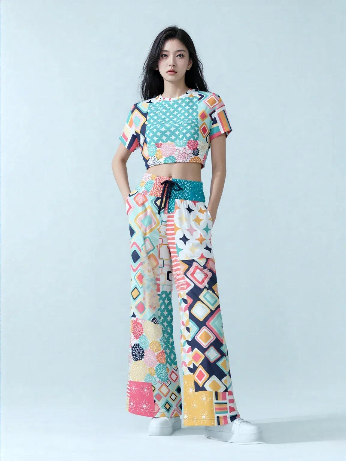 Old Miami Geometric Trefoil Eco-Poly Wide Leg Pants