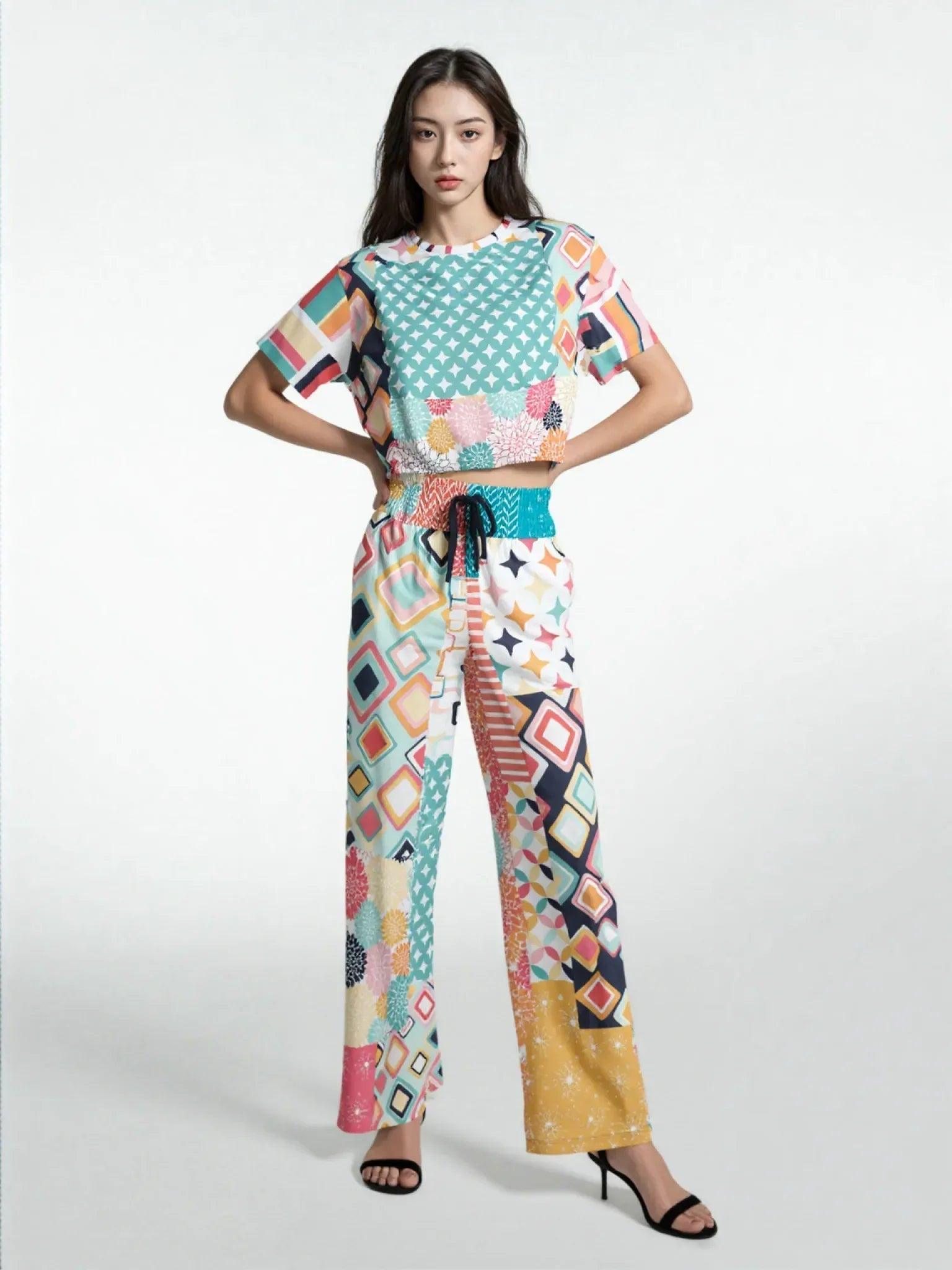 Old Miami Geometric Trefoil Eco-Poly Wide Leg Pants