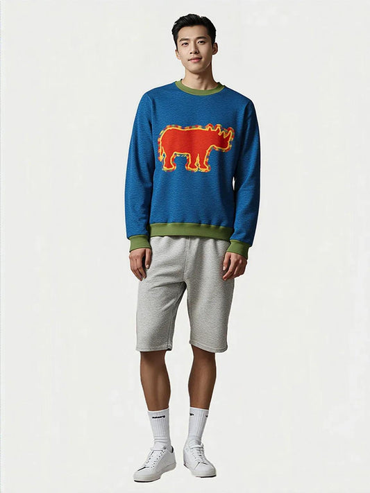 One Horse Rhino Knitted Crewneck Sweater