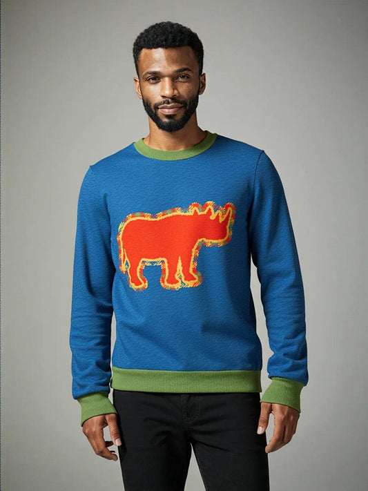 One Horse Rhino Knitted Crewneck Sweater