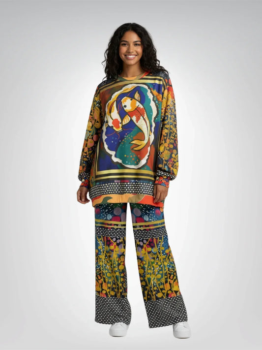 One Koi Two Koi Eco-Poly Wide Leg Pants