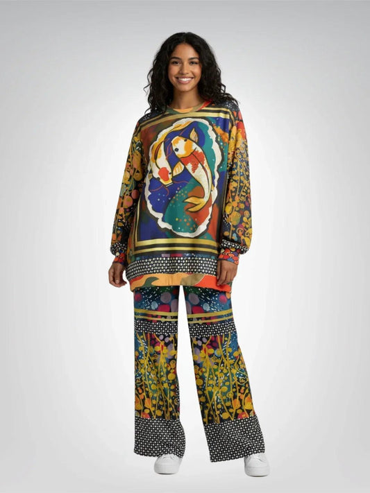 One Koi Two Koi Eco-Poly Wide Leg Pants