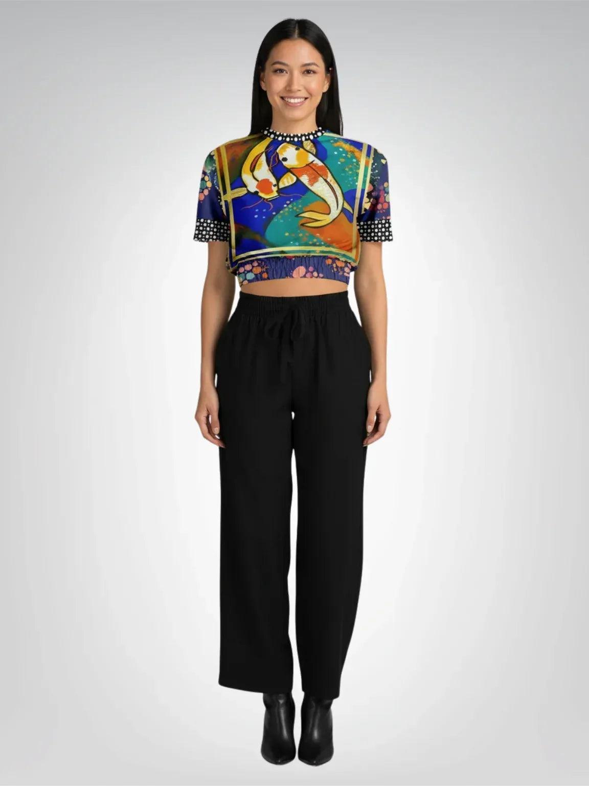 One Koi Two Koi - Best of Luck Eco-Poly Short Sleeve Cropped Pullover