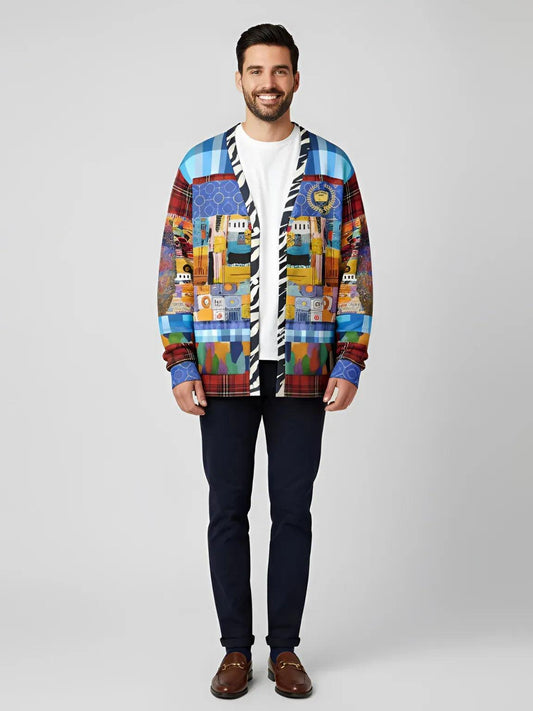 Open Window in Provence - Matisse - Graffiti Patchwork Heavyweight Unisex Cardigan