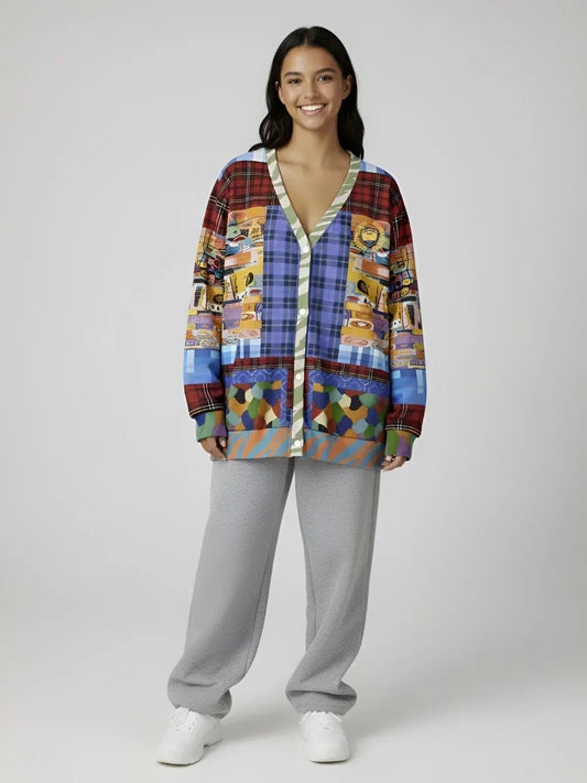 Open Window in Provence - Matisse - Patchwork Heavyweight Unisex Cardigan
