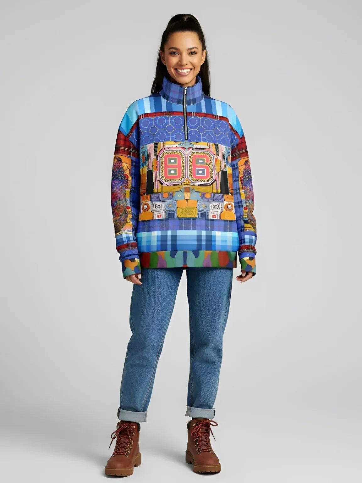 Open Window in Provence - Matisse - Graffiti Patchwork Heavyweight Oversized Quarter Zip Sweatshirt