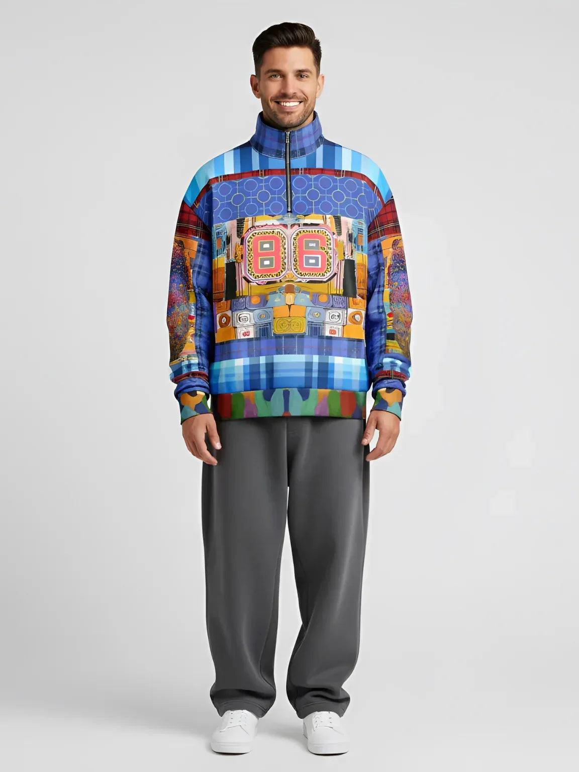 Open Window in Provence - Matisse - Graffiti Patchwork Heavyweight Oversized Quarter Zip Sweatshirt