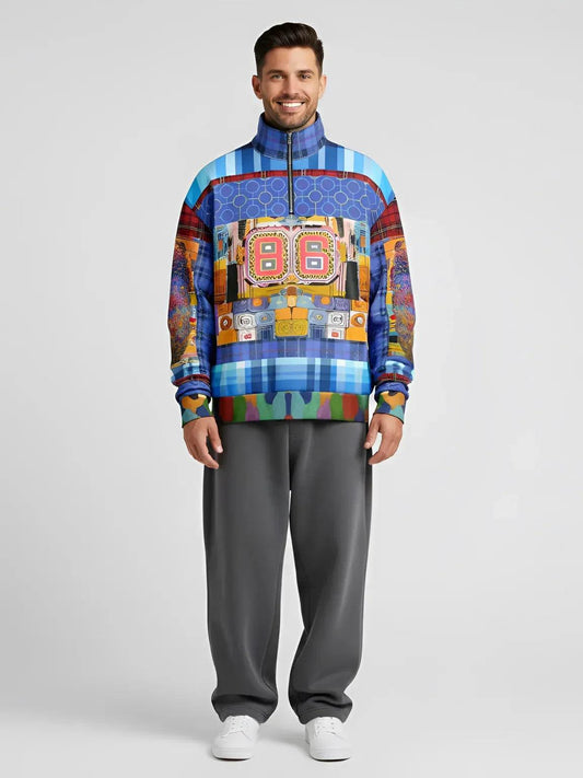 Open Window in Provence - Matisse - Graffiti Patchwork Heavyweight Oversized Quarter Zip Sweatshirt