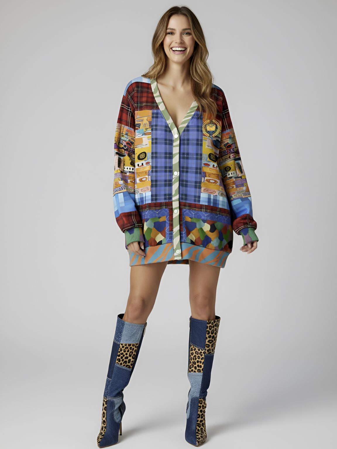 Open Window in Provence Patchwork Heavyweight Unisex Cardigan