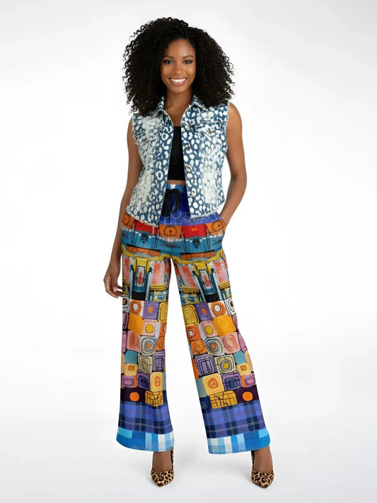 Open Window in Provence - Matisse - Patchwork Eco-Poly Wide Leg Pants