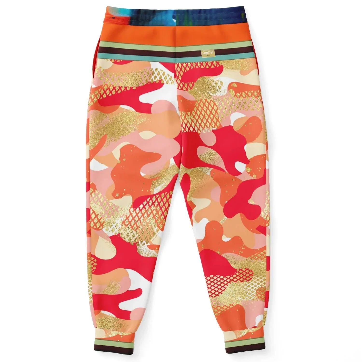 Orange Crescent Camo Eco-Poly Unisex Joggers