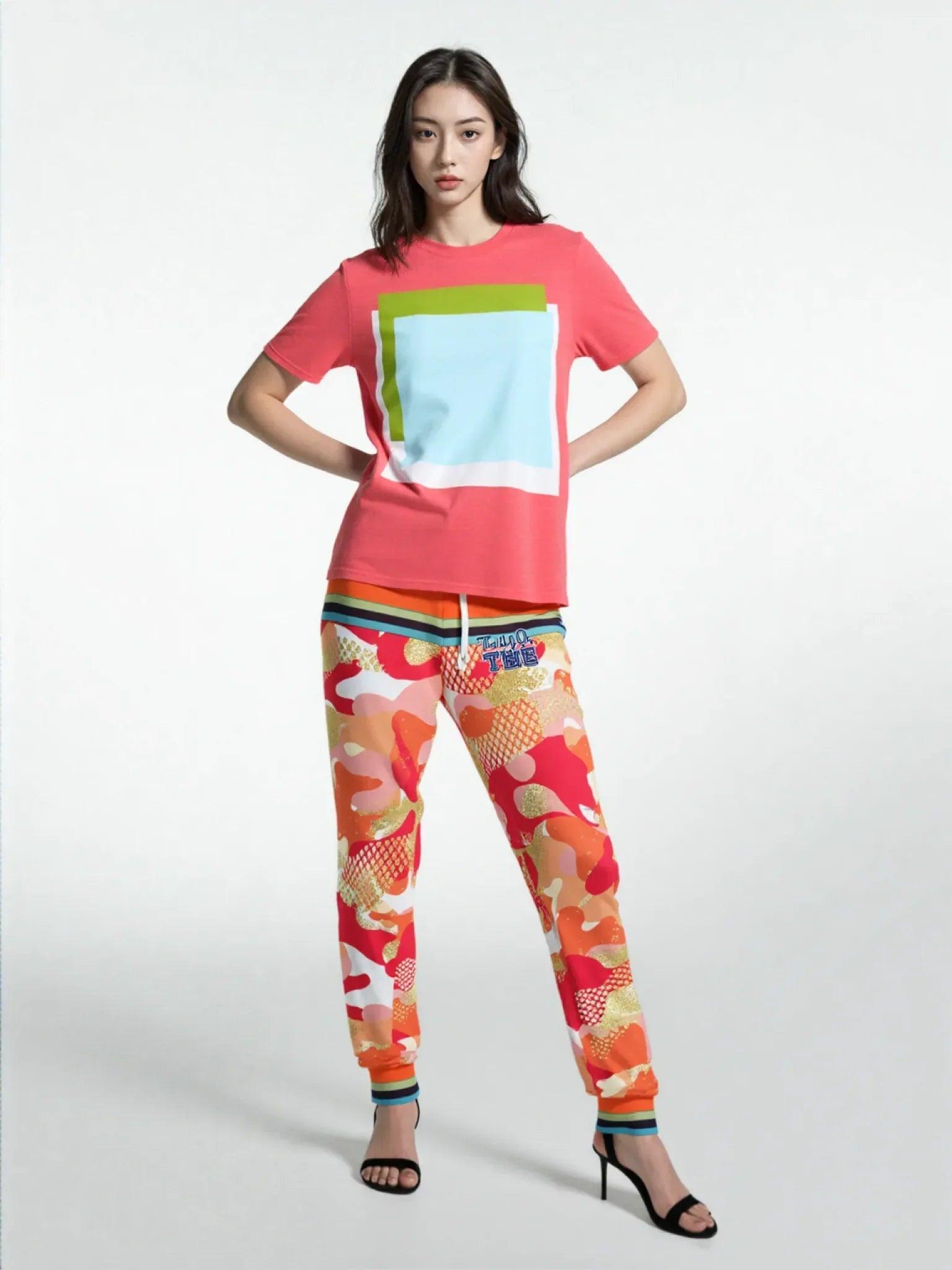 Orange Crescent Camo Eco-Poly Unisex Joggers