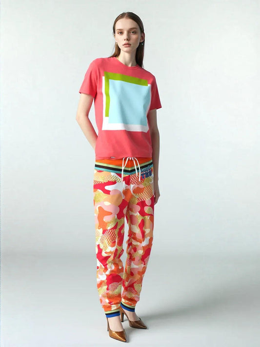 Orange Crescent Camo Eco-Poly Unisex Joggers