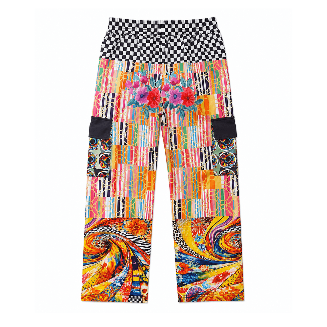 Orange Offset Stripe Cargo Pants