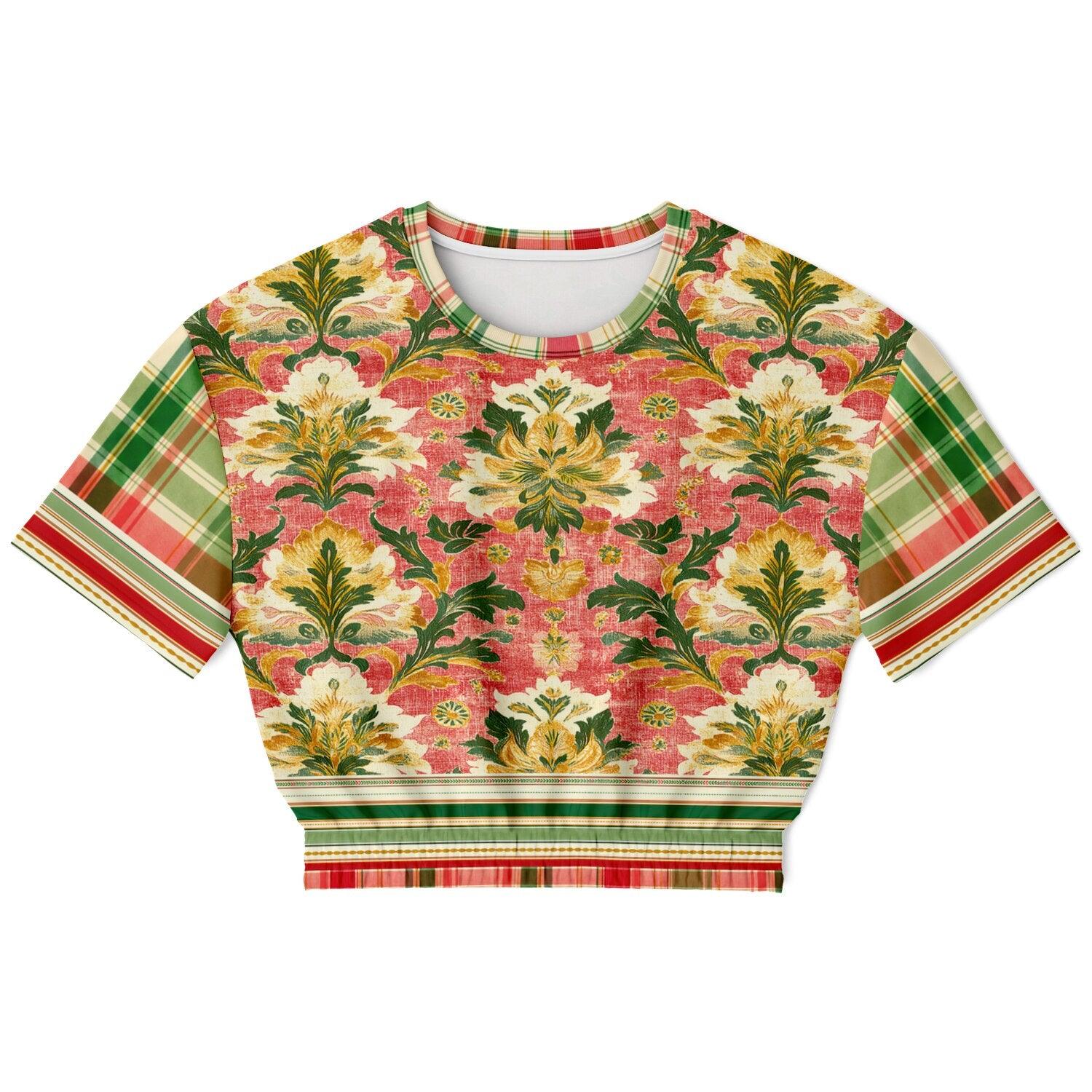 Orange Sari Bloom in Red Jaipur Eco-Poly Short Sleeve Cropped Pullover