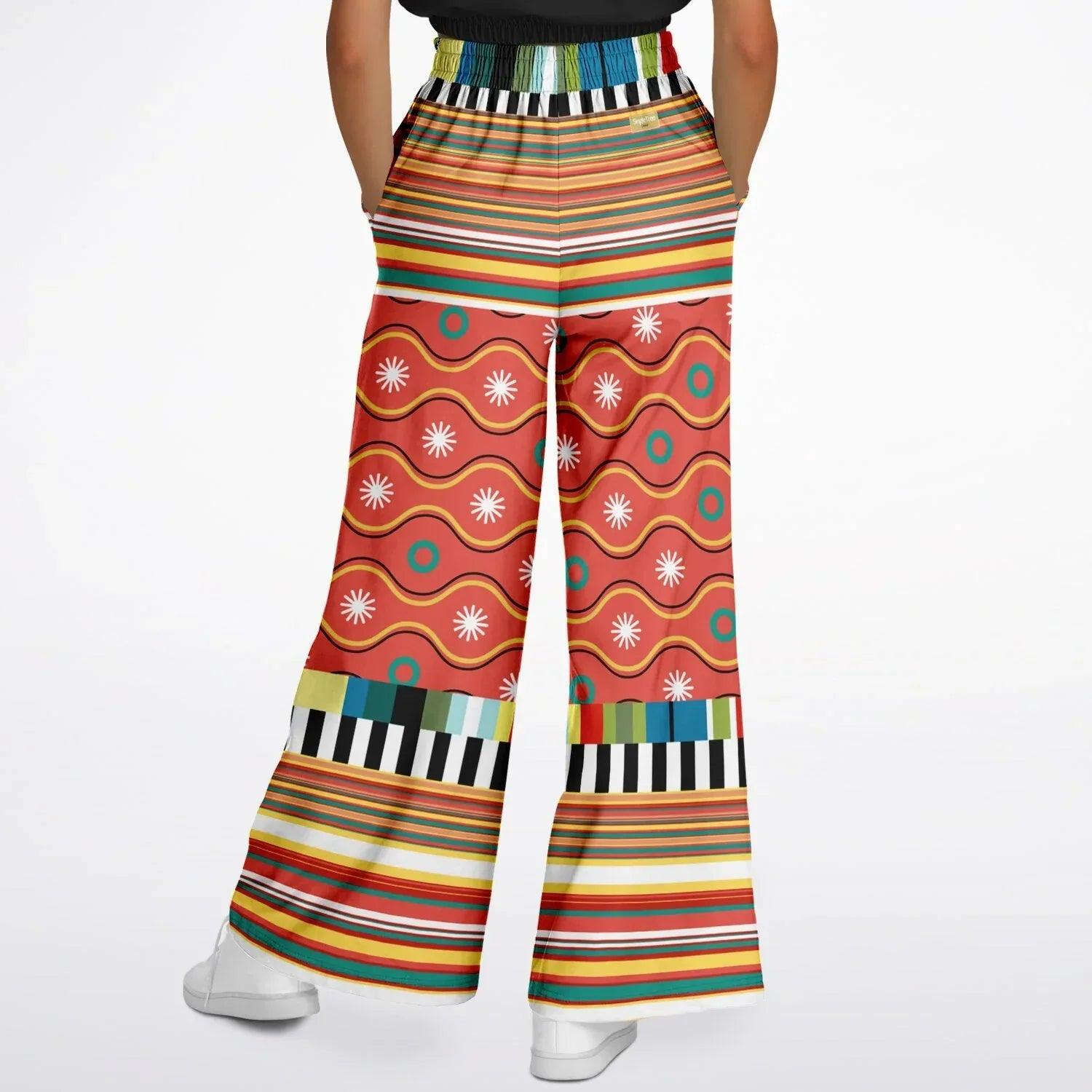 Orange Sunset Jailhouse Stripe Eco-Poly Wide Leg Pants