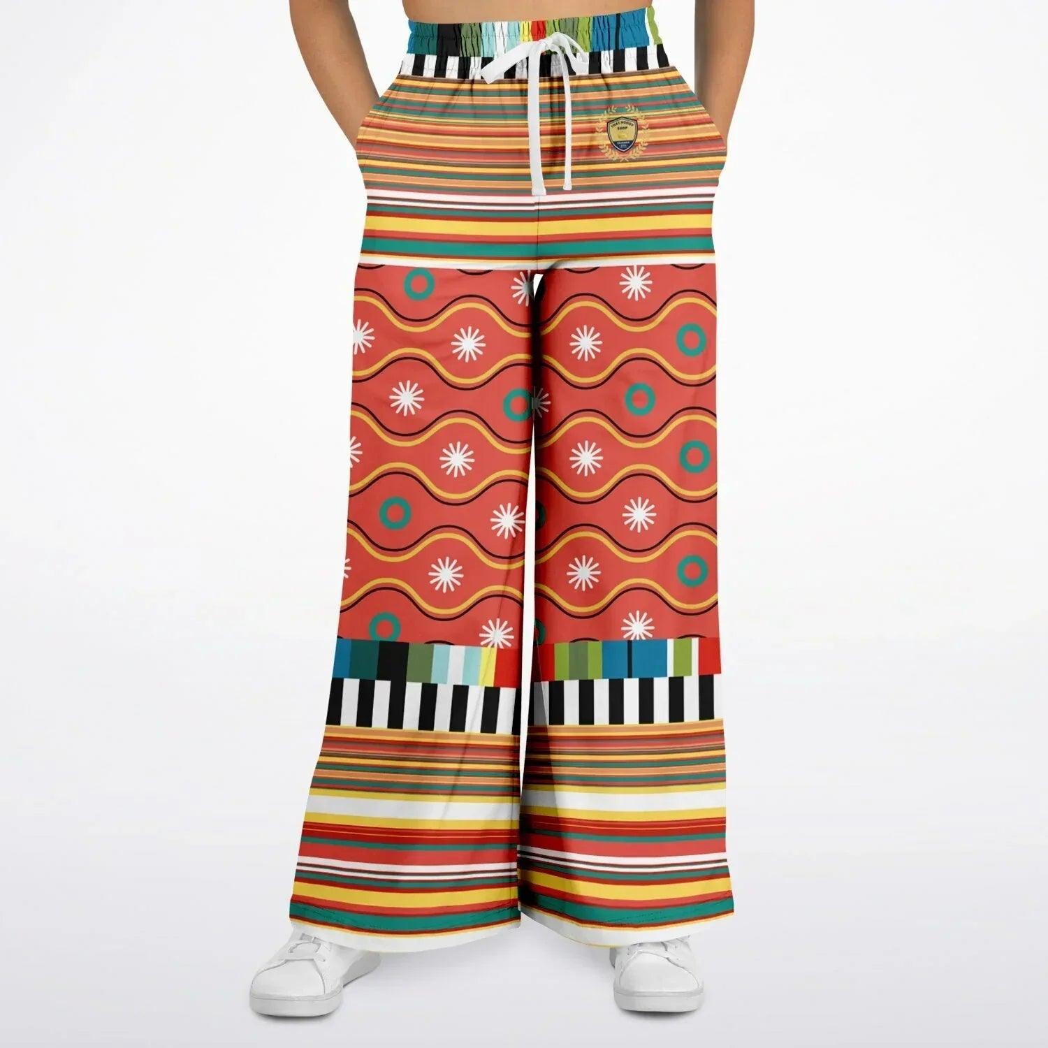 Orange Sunset Jailhouse Stripe Eco-Poly Wide Leg Pants
