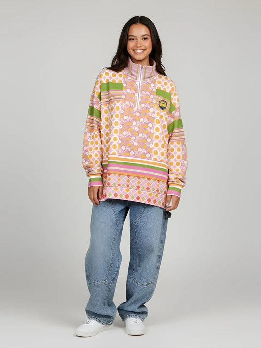 Orange You Glad 70s Retro Heavyweight Oversized Quarter Zip Sweatshirt