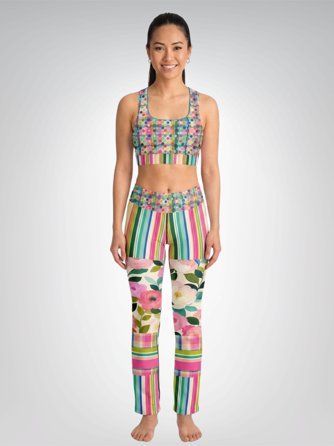 Paris in Full Bloom and Dots Padded Sports Bra