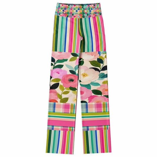 Paris in Full Bloom Striped Flare Leggings