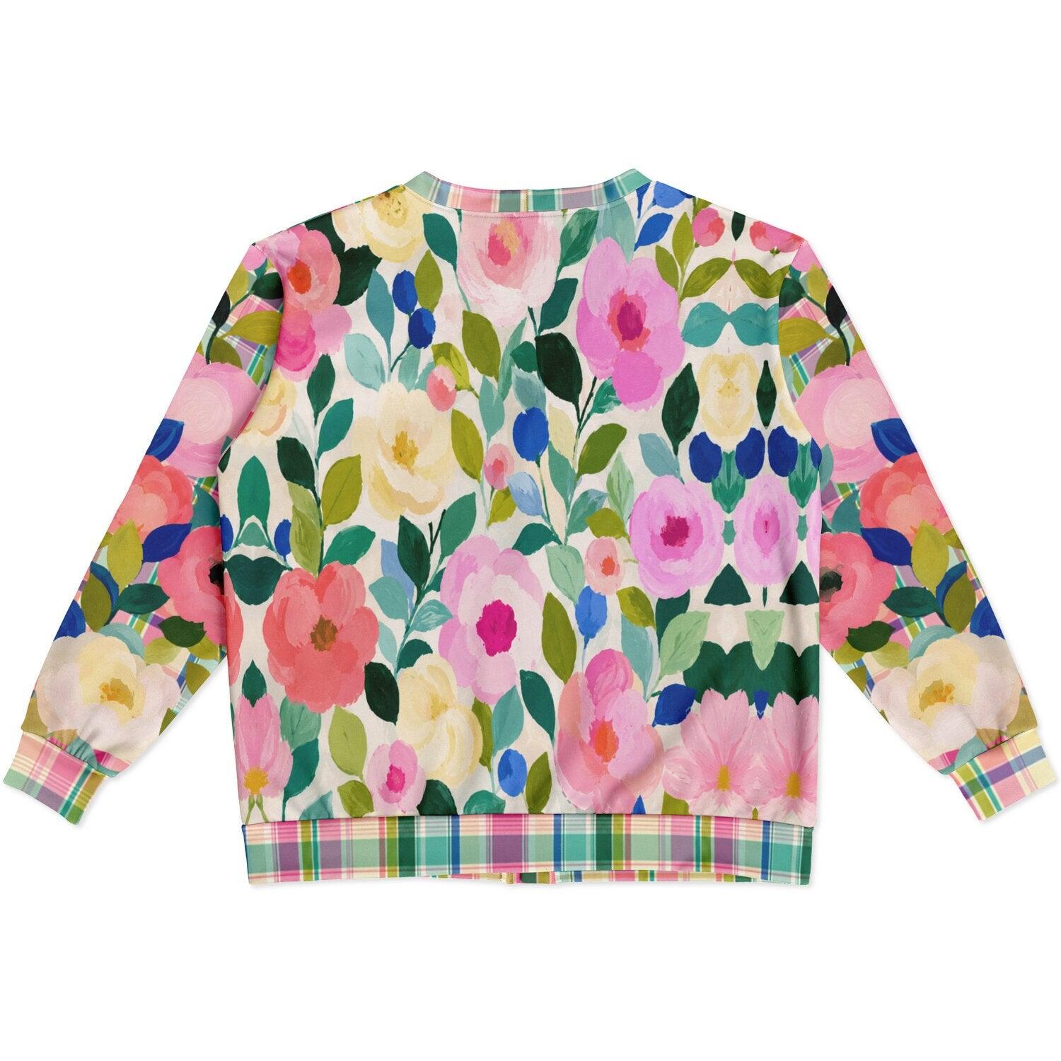 Paris in Full Bloom with Stripes and Floral Heavyweight Unisex Cardigan