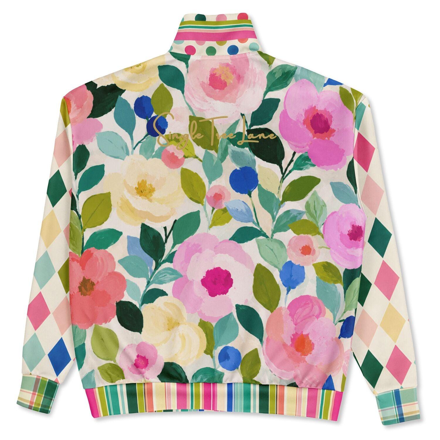 Paris in Full Bloom & Harlequin Heavyweight Oversized Quarter Zip Sweatshirt