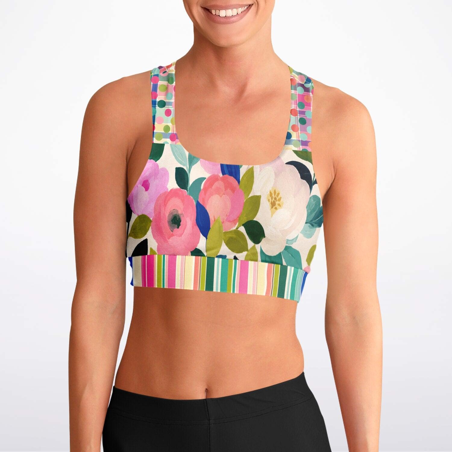 Paris in Full Bloom Padded Sports Bra