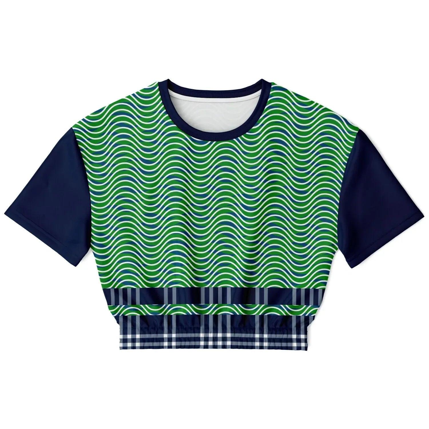 Path is Never Straight in Green Eco-Poly Short Sleeve Cropped Pullover