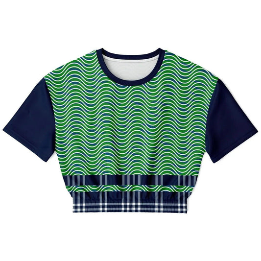 Path is Never Straight in Green Eco-Poly Short Sleeve Cropped Pullover