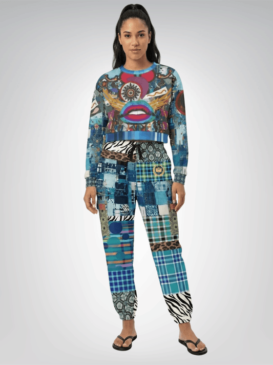 So Royal I'm Blue Patchwork Eco-Poly Cargo Joggers