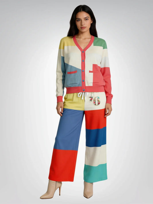 76 United Colorblock Eco-Poly Wide Leg Pants