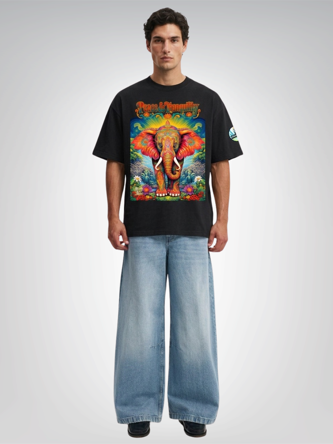 Peace & Tranquility Elephant Boxy Oversized Unisex T-Shirt