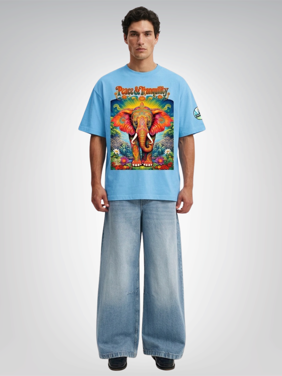 Peace & Tranquility Elephant Boxy Oversized Unisex T-Shirt