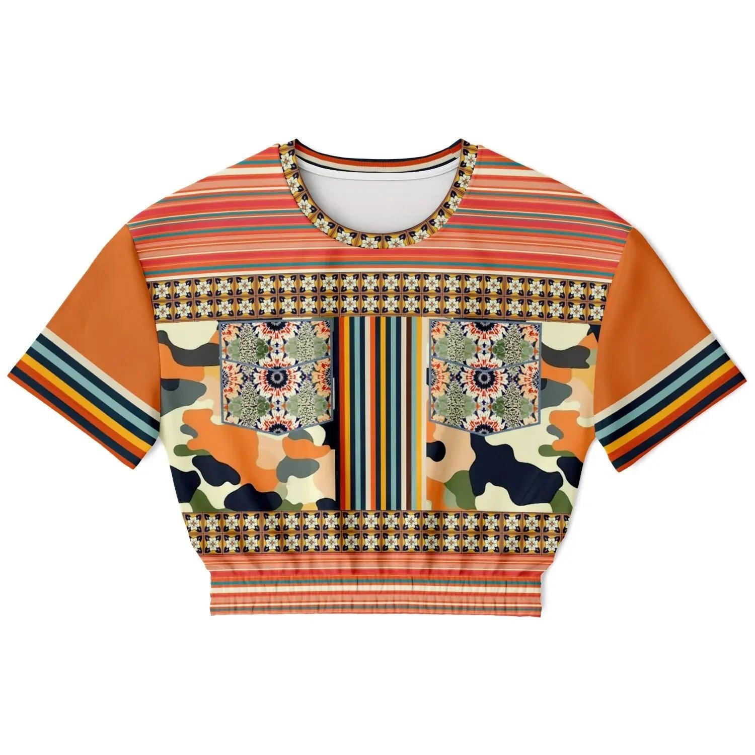 Peachtree in Orange Camo Eco-Poly Short Sleeve Cropped Pullover
