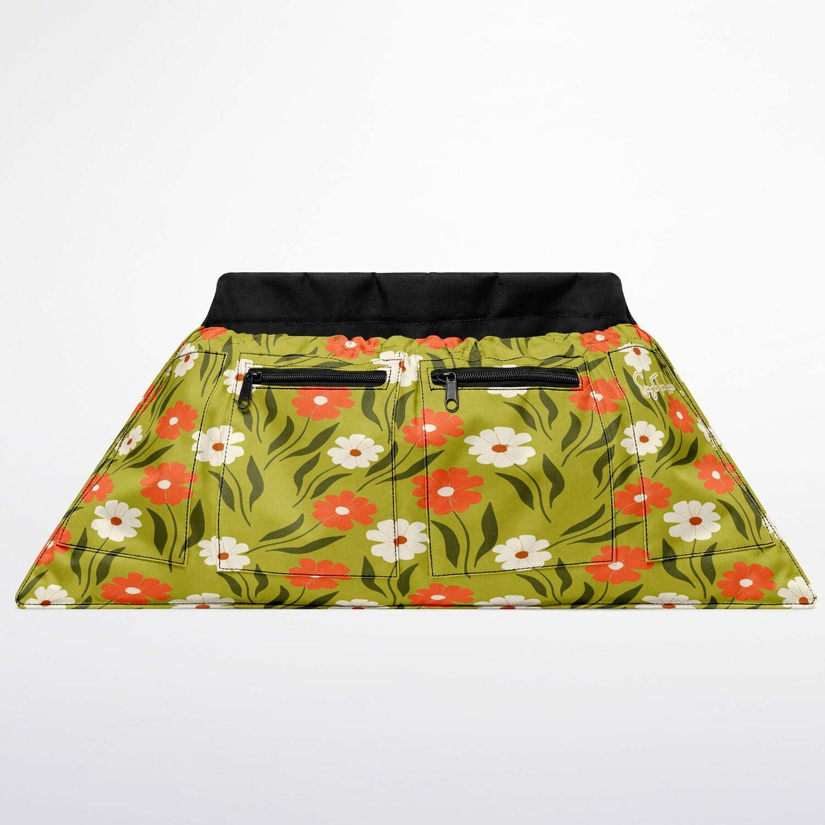 Peachy Petal Parade Floral in Apple Green Garden Harvest Apron Bag