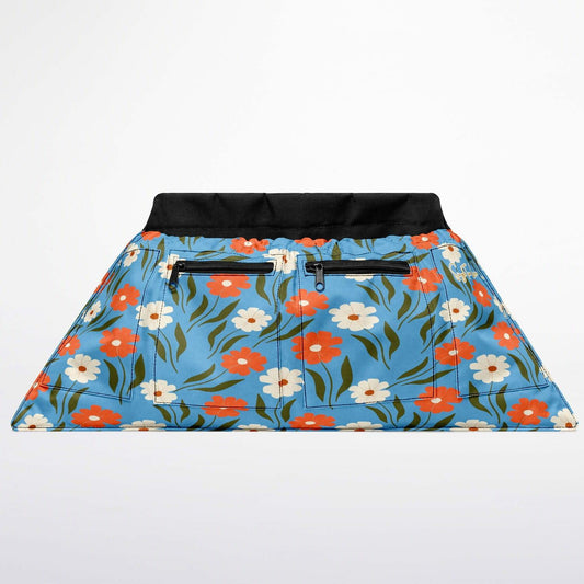 Peachy Petal Parade Floral in Blue Dream Garden Harvest Apron Bag